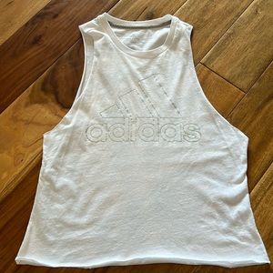 Adidas White Custom Croped Tank